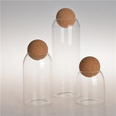 Stikla burkas ar platu muti ar korķa vākiem