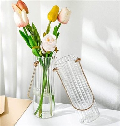 Caurspīdīga stikla cilindriskas vāzes 9 collas