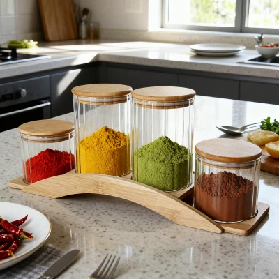 4 gab. Premium augstas borosilikāta stikla uzglabāšanas burkas